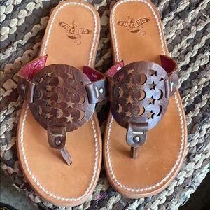 Freebird Brown Leather Vallarta moon stars leather sandals